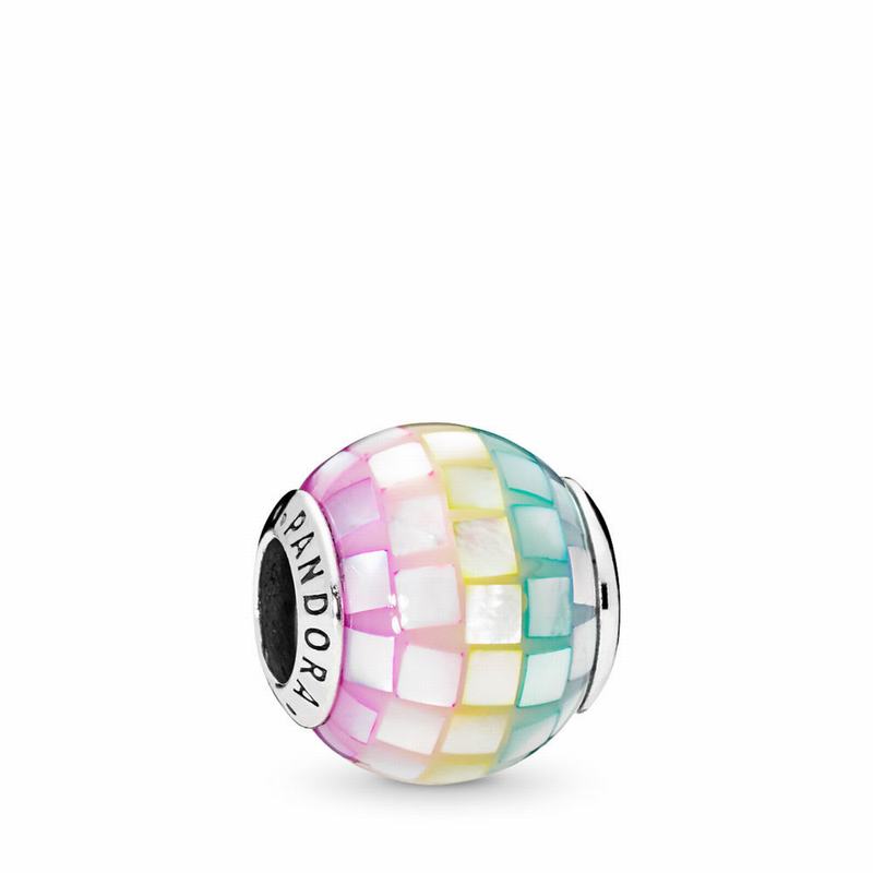 Pandora Multi-color Mosaic Charm - Sterling Silver/Acrylic/Blue/Mother Of Pearl/Cubic Zirconia - Can